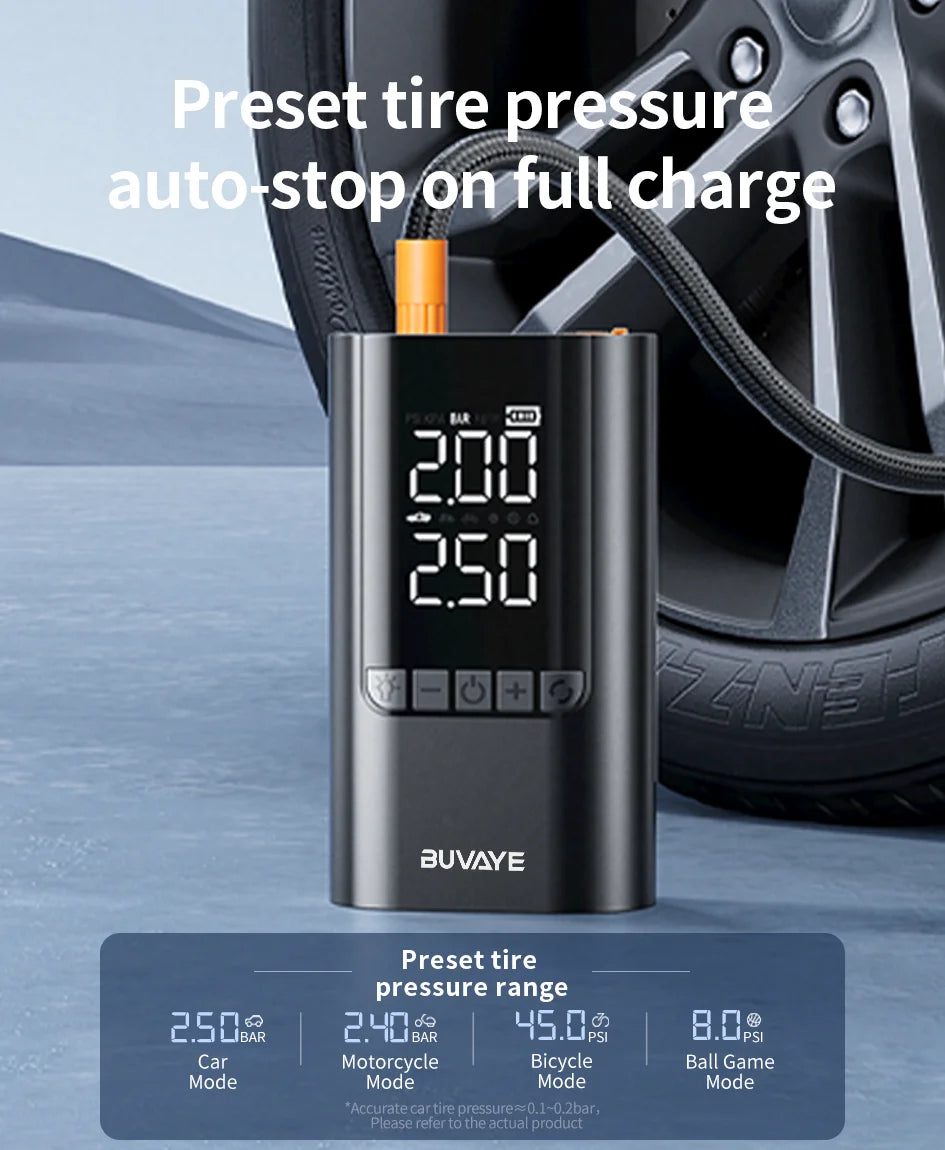 Portable Jump Starter with Air Compressor – 12V Car Battery Booster & Tire Inflator
