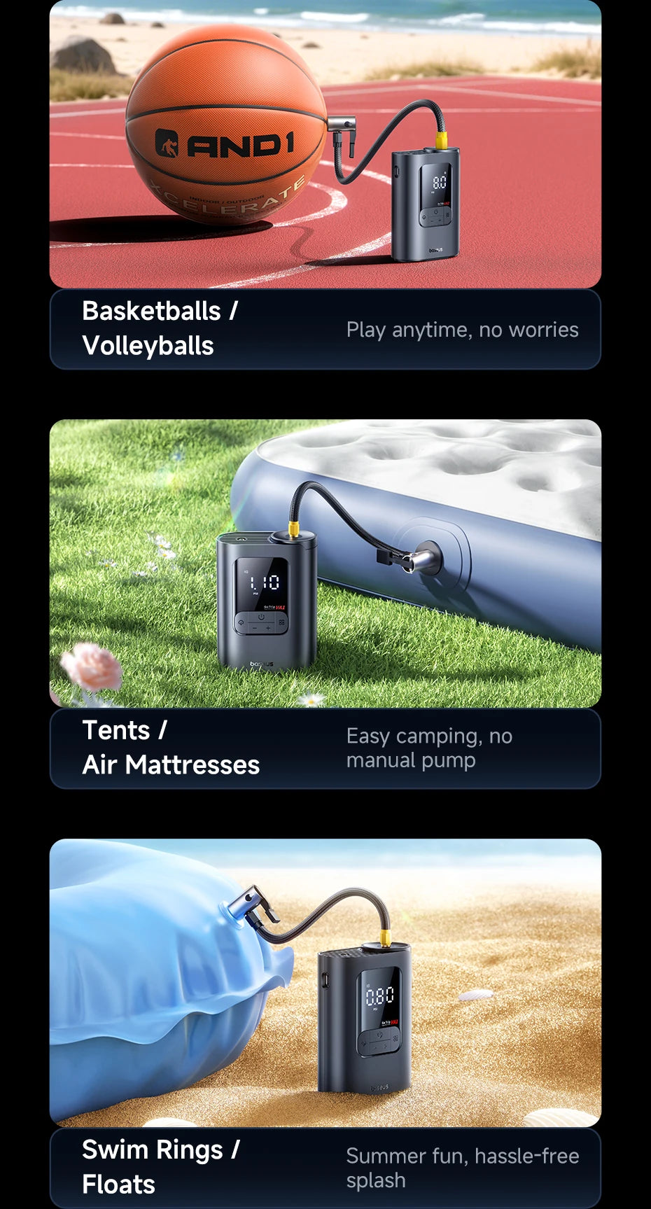 Baseus Wireless Tire Inflator – Portable Air Compressor with Digital Display