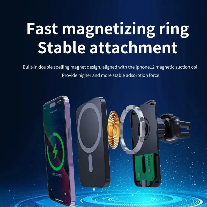 Magnetic Wireless Car Charger – Fast MagSafe Charging Mount for iPhone