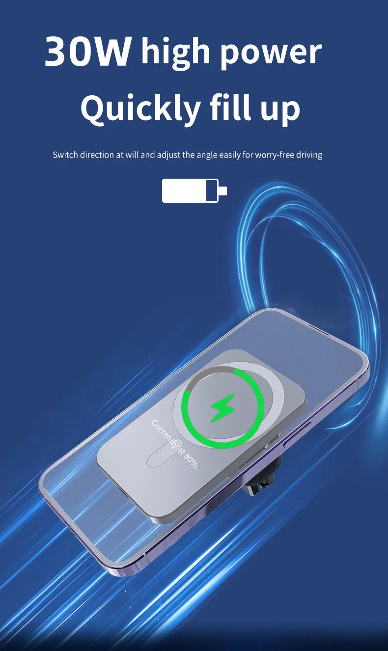 Magnetic Wireless Car Charger – Fast MagSafe Charging Mount for iPhone