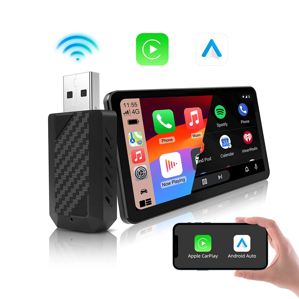 2-in-1 Wireless CarPlay & Android Auto Adapter - Plug & Play,  No Cables, Instant Connect