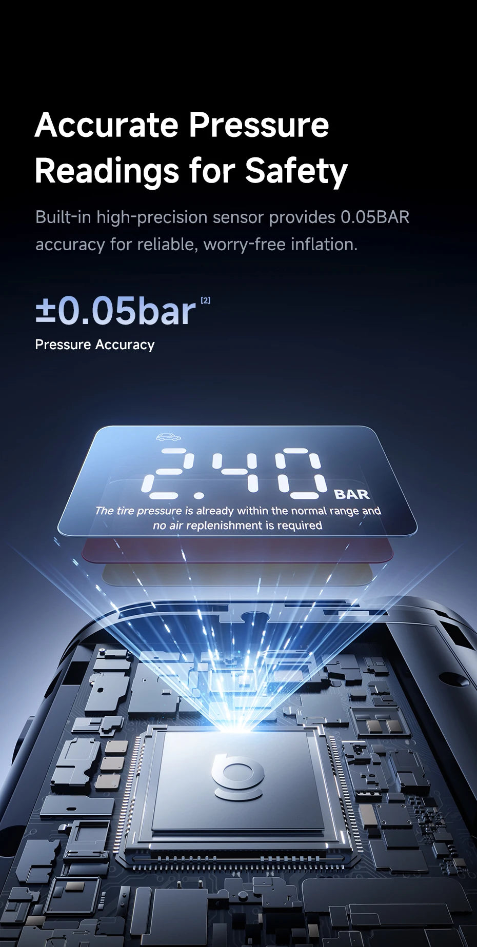 Baseus Wireless Tire Inflator – Portable Air Compressor with Digital Display