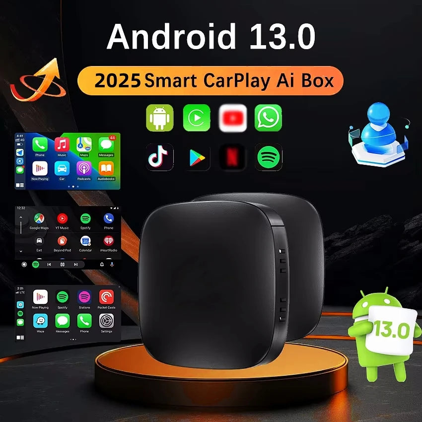 Wireless CarPlay AI Box Android 13 – Stream YouTube & Netflix in Your Car