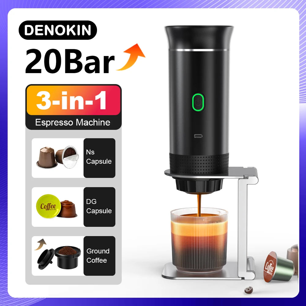 Portable Electric Espresso Machine – 3-in-1 Travel Coffee Maker