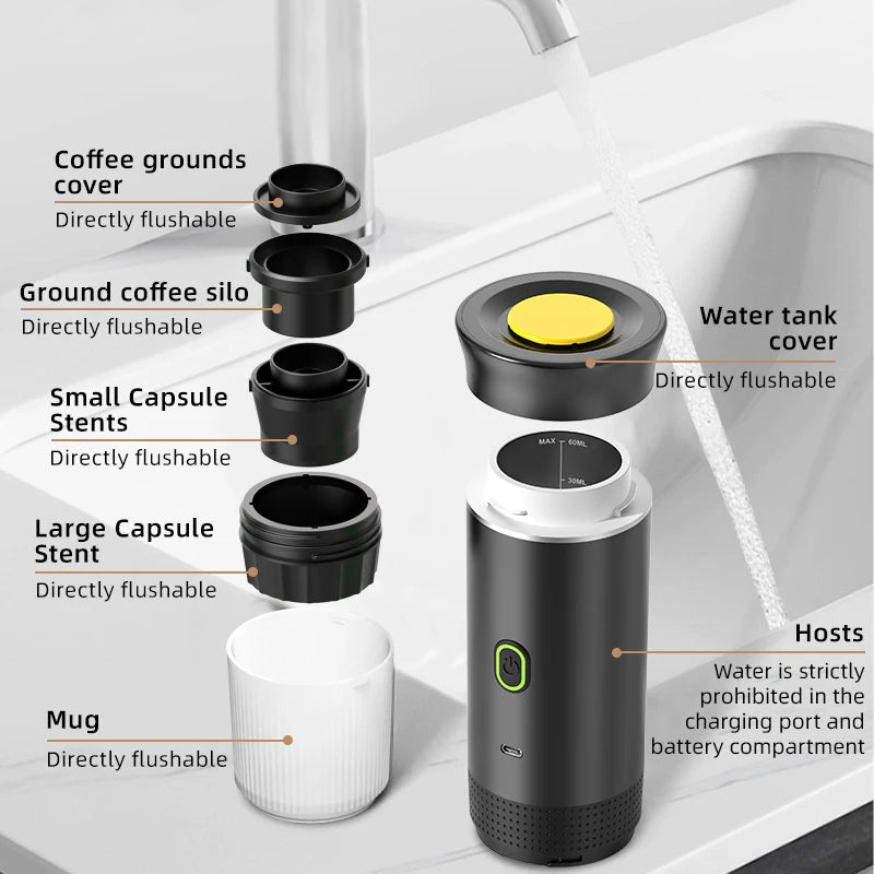 Portable Electric Espresso Machine – 3-in-1 Travel Coffee Maker