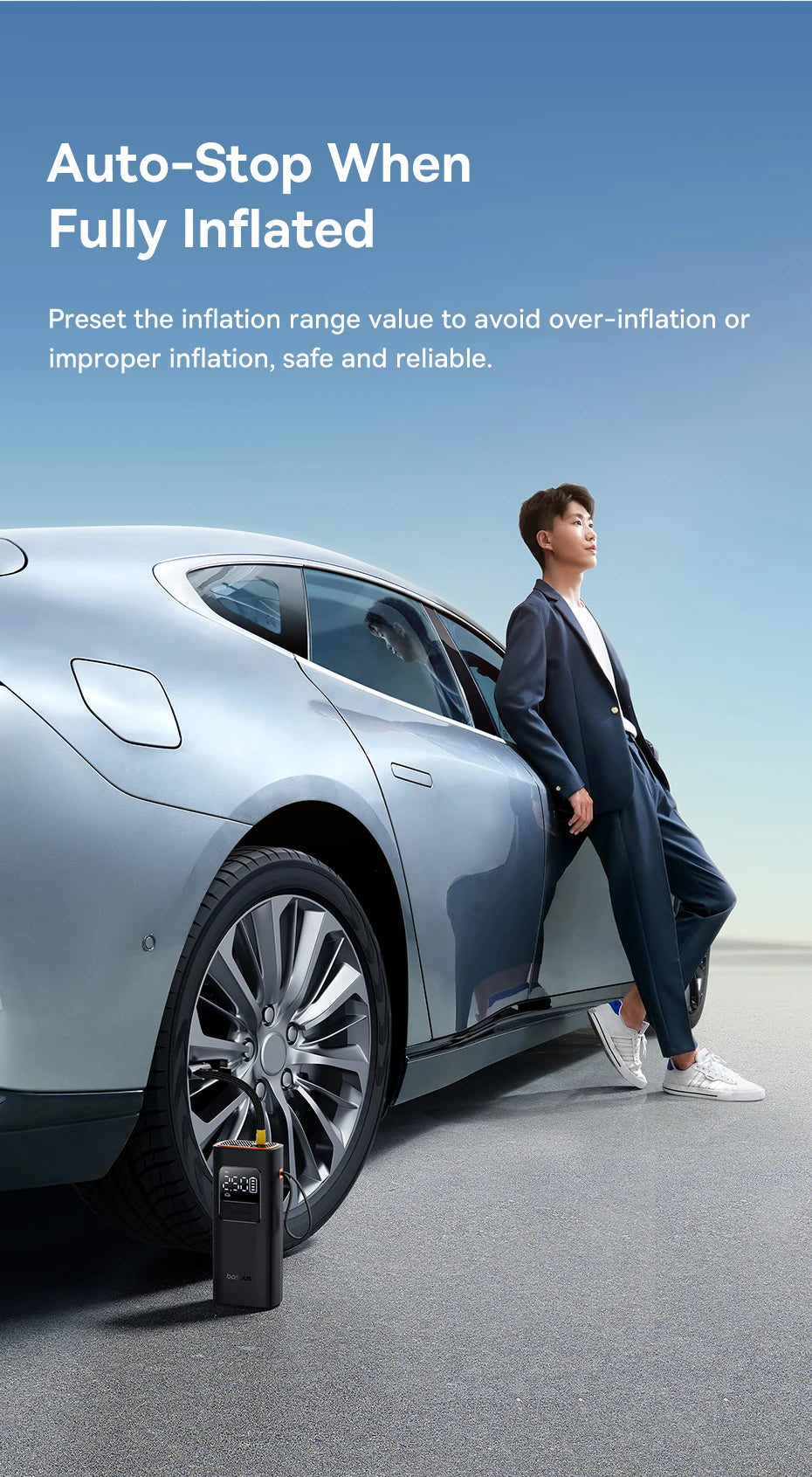 Baseus Wireless Tire Inflator – Portable Air Compressor with Digital Display