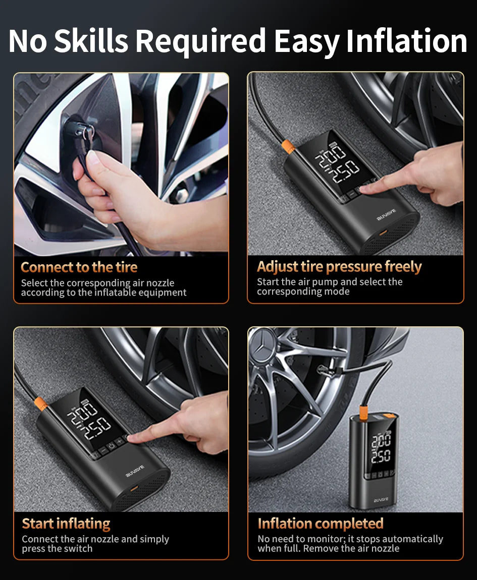 Portable Jump Starter with Air Compressor – 12V Car Battery Booster & Tire Inflator