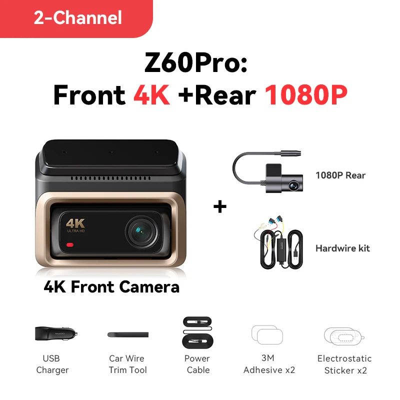 4K Smart Dash Cam with GPS & WiFi – Ultra HD Car Camera with Night Vision