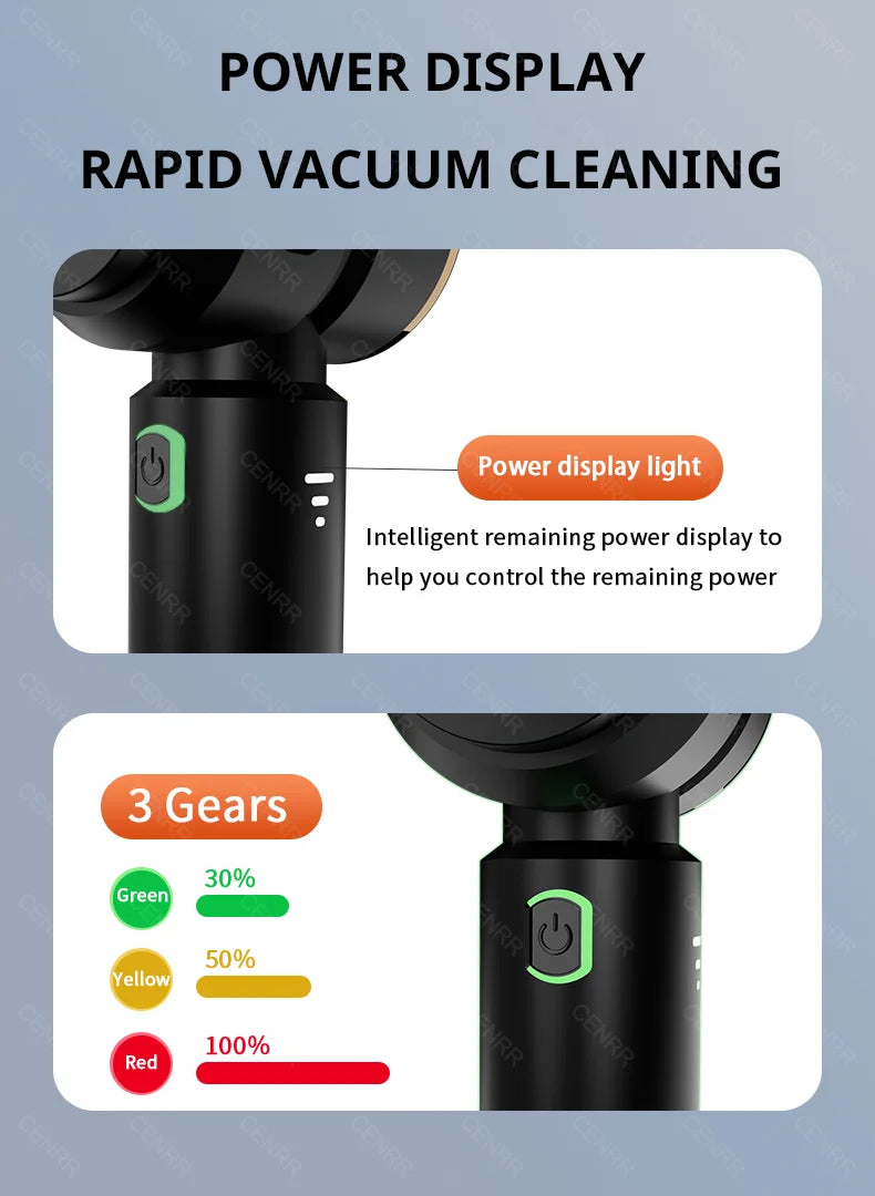 Powerful Wireless Car Vacuum Cleaner – Portable High-Suction Handheld Cleaner