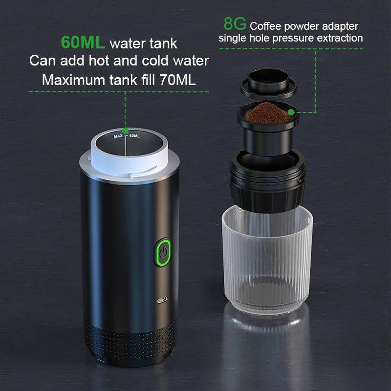 Portable Electric Espresso Machine – 3-in-1 Travel Coffee Maker
