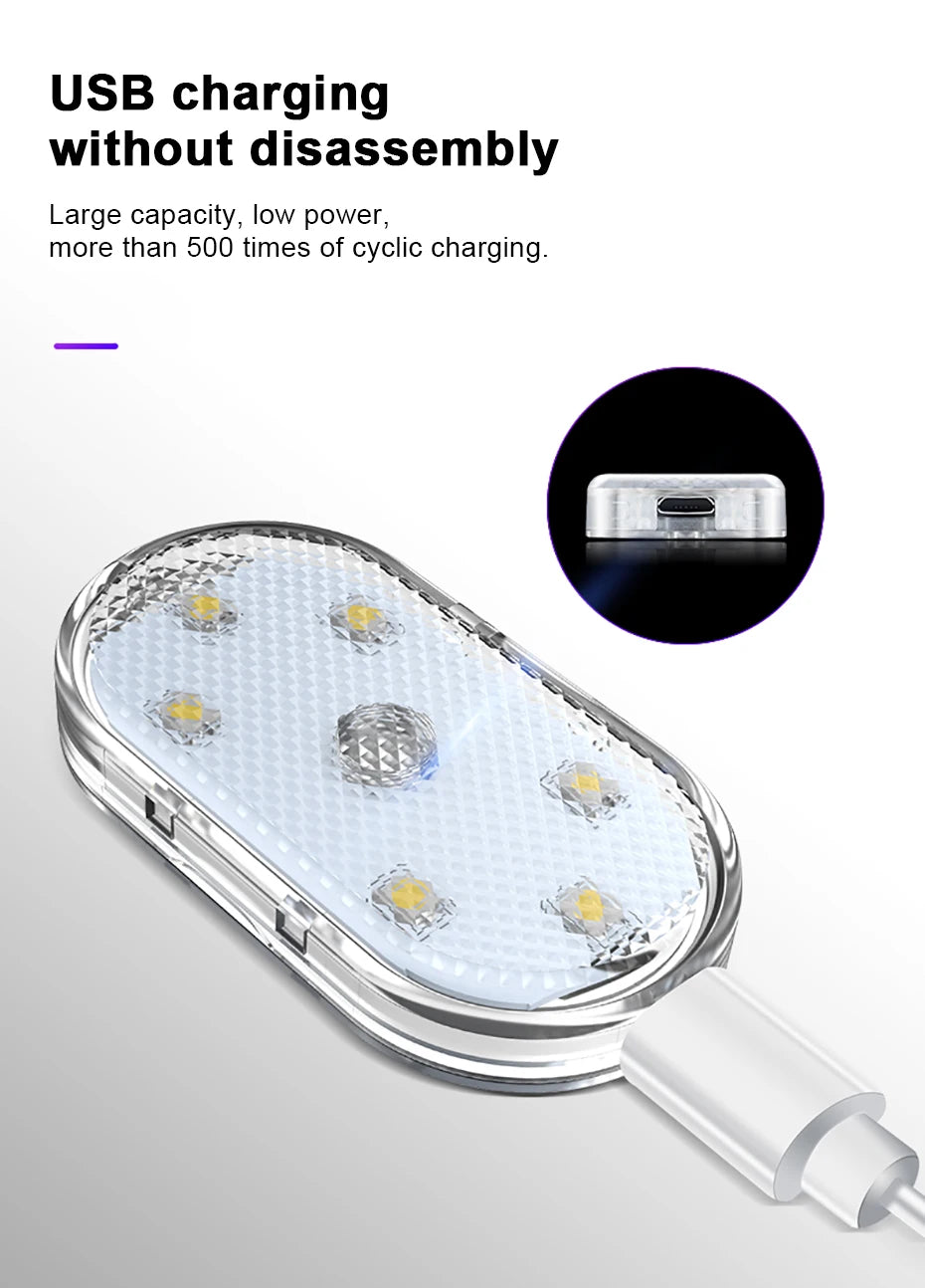 Rechargeable Magnetic Car LED Touch Light – Wireless Interior Lamp