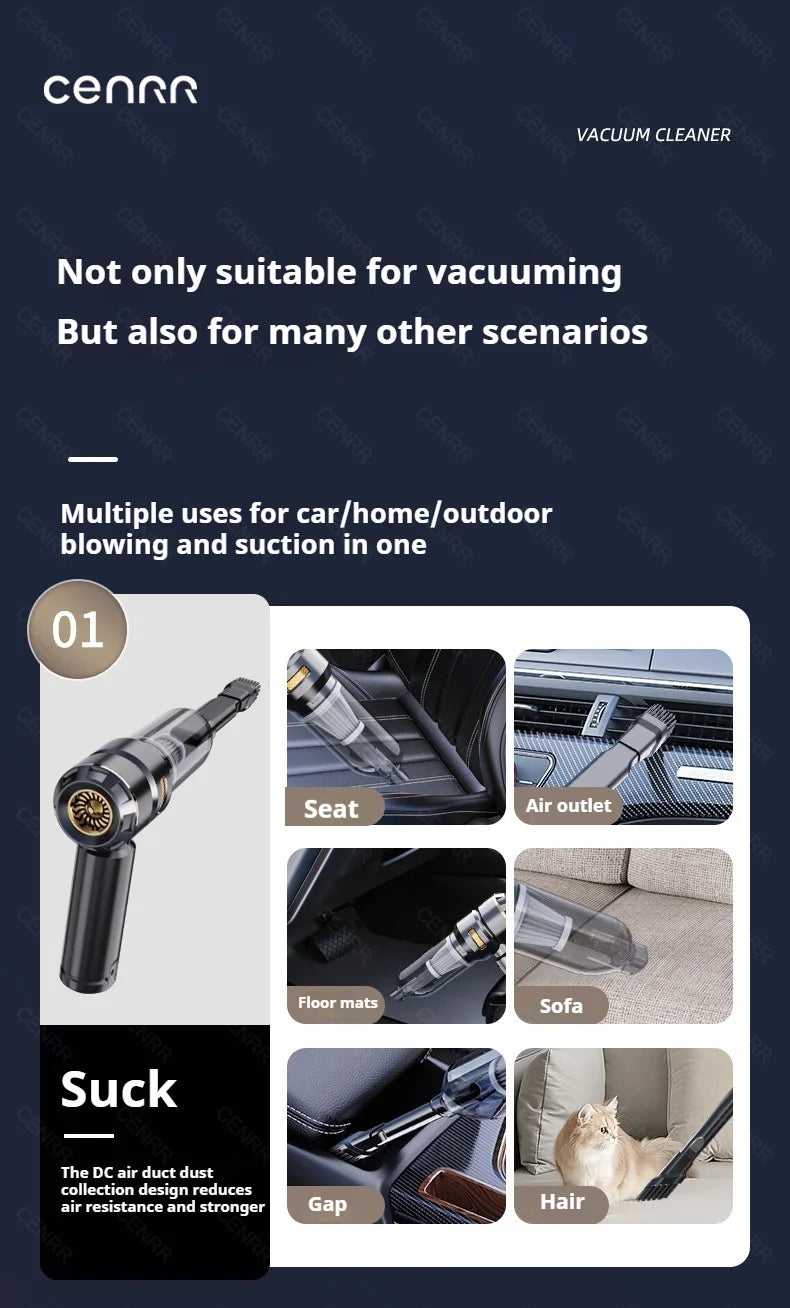 Powerful Wireless Car Vacuum Cleaner – Portable High-Suction Handheld Cleaner