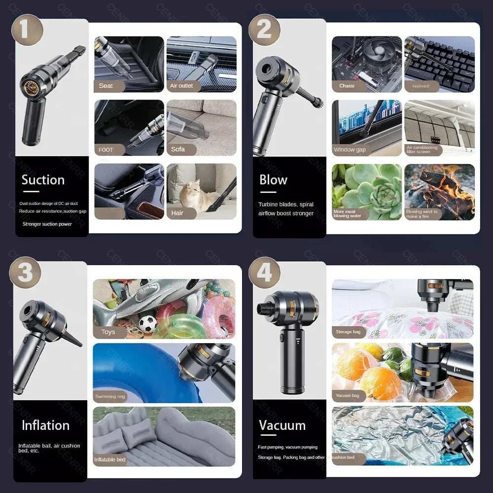 Powerful Wireless Car Vacuum Cleaner – Portable High-Suction Handheld Cleaner