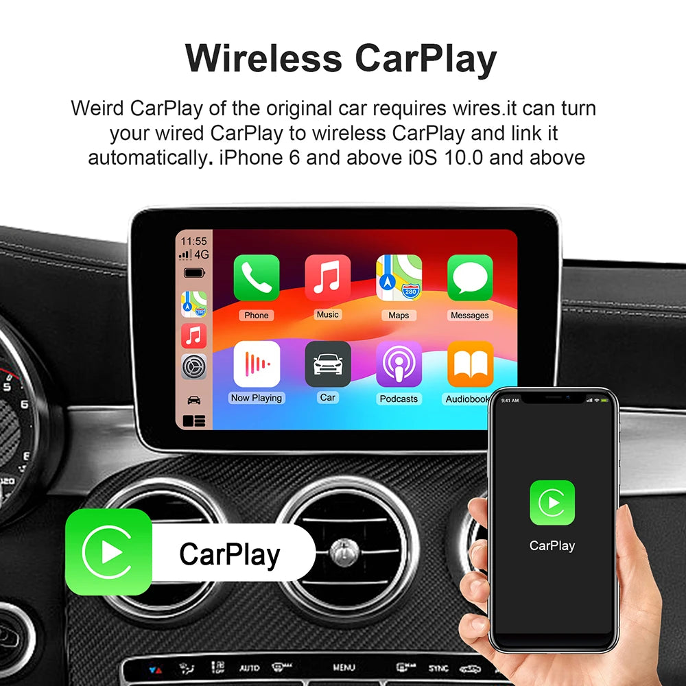 Wireless CarPlay AI Box Android 13 – Stream YouTube & Netflix in Your Car