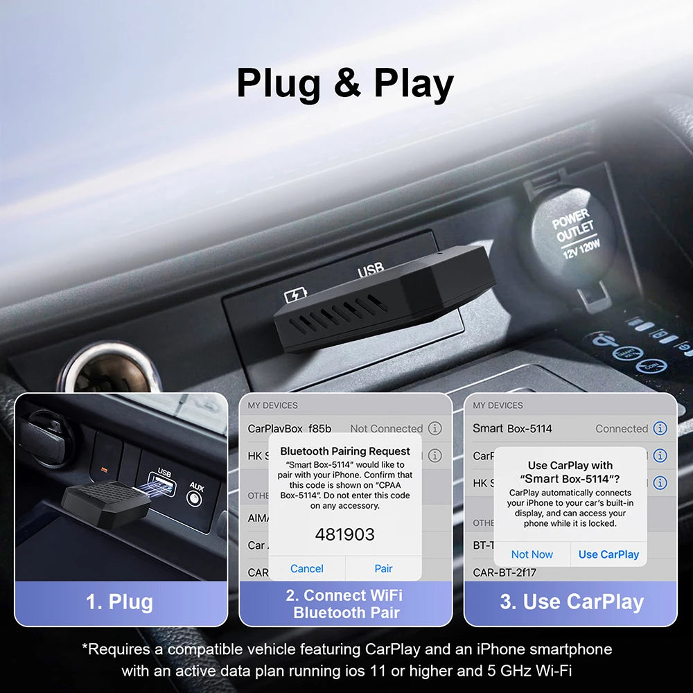 2-in-1 Wireless CarPlay & Android Auto Adapter - Plug & Play,  No Cables, Instant Connect