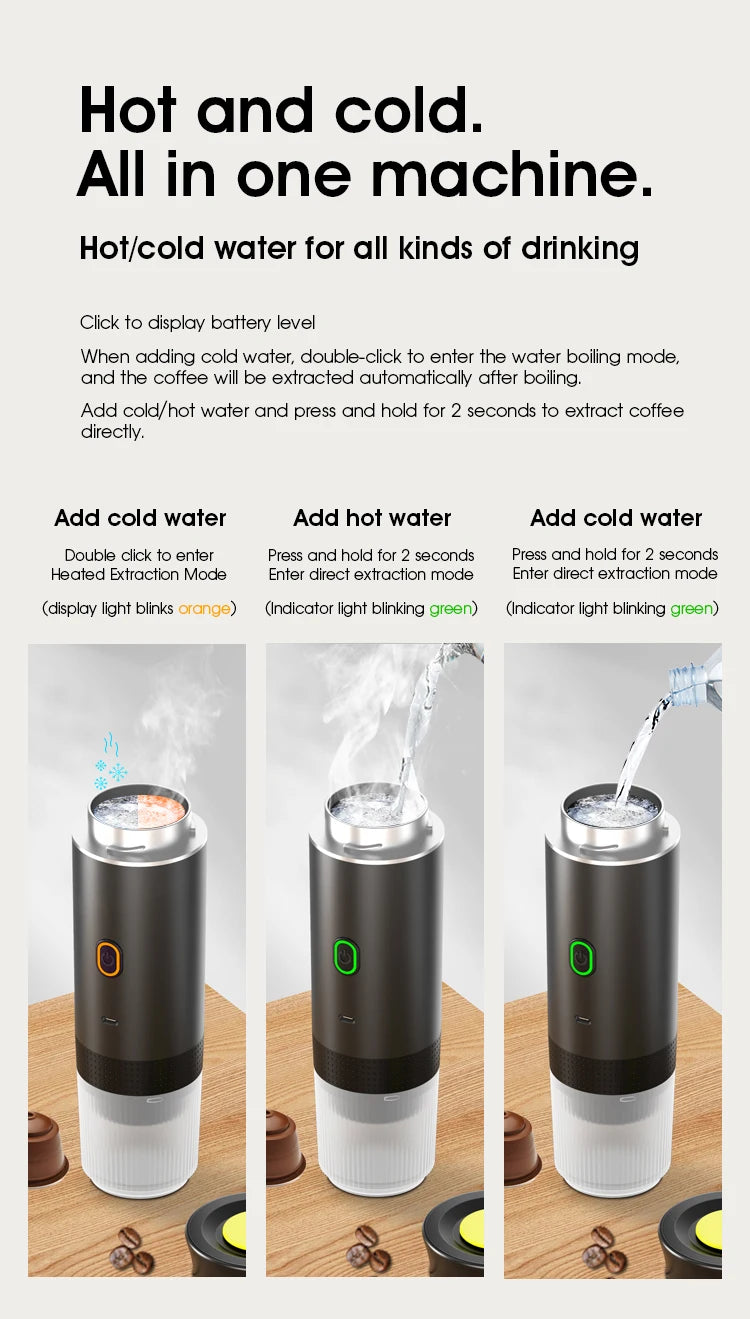 Portable Electric Espresso Machine – 3-in-1 Travel Coffee Maker