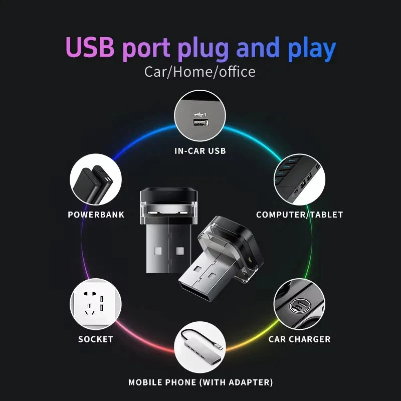 USB Car LED Ambient Light – Plug & Play Interior Atmosphere Lamp