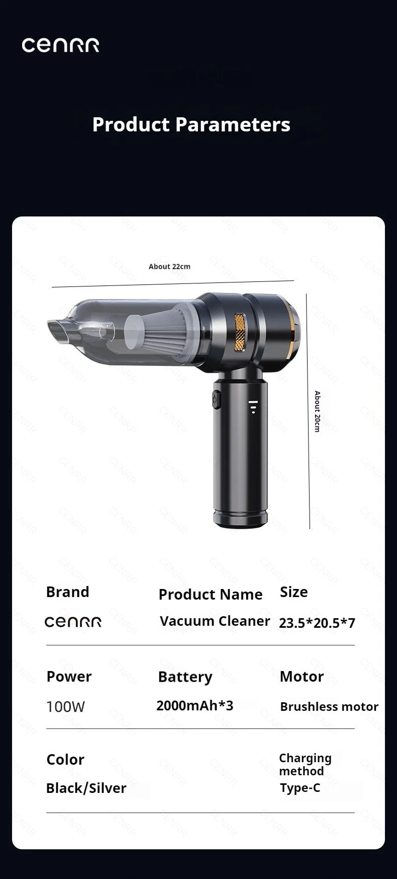 Powerful Wireless Car Vacuum Cleaner – Portable High-Suction Handheld Cleaner