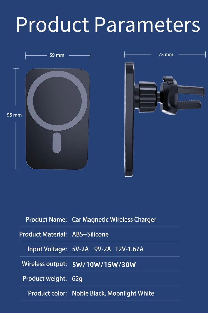 Magnetic Wireless Car Charger – Fast MagSafe Charging Mount for iPhone