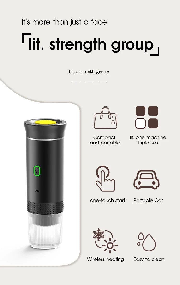 Portable Electric Espresso Machine – 3-in-1 Travel Coffee Maker