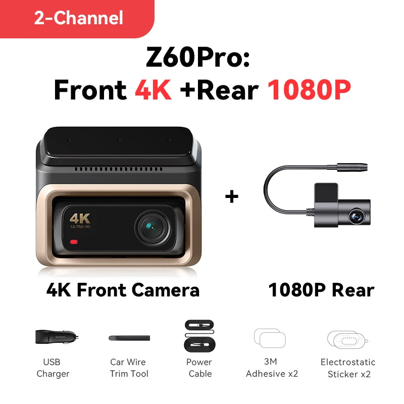 4K Smart Dash Cam with GPS & WiFi – Ultra HD Car Camera with Night Vision