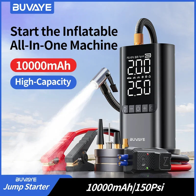Portable Jump Starter with Air Compressor – 12V Car Battery Booster & Tire Inflator