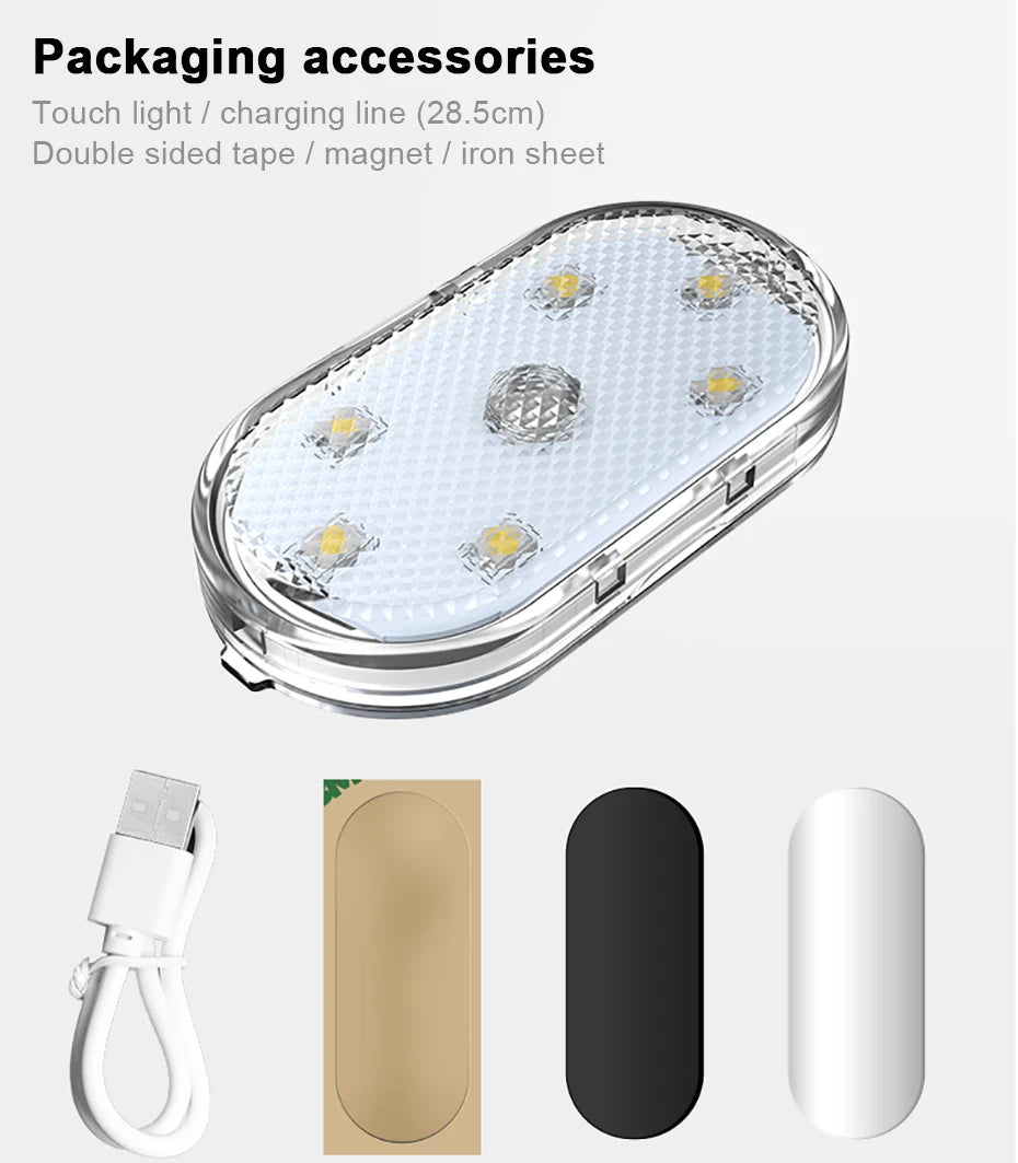 Rechargeable Magnetic Car LED Touch Light – Wireless Interior Lamp