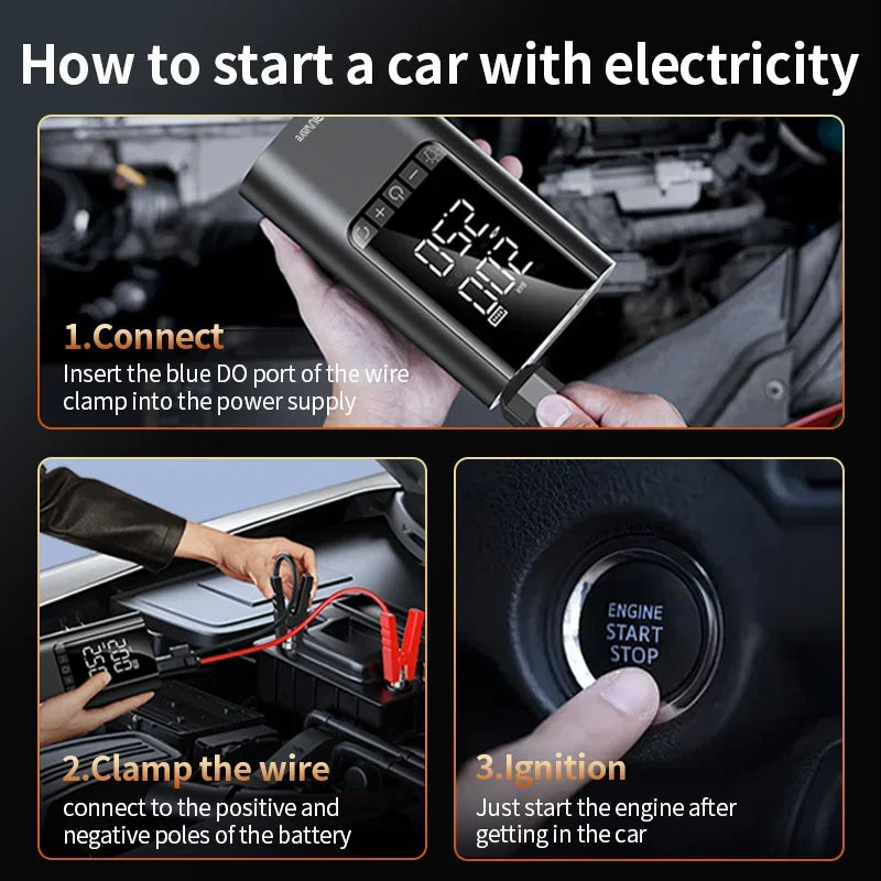 Portable Jump Starter with Air Compressor – 12V Car Battery Booster & Tire Inflator