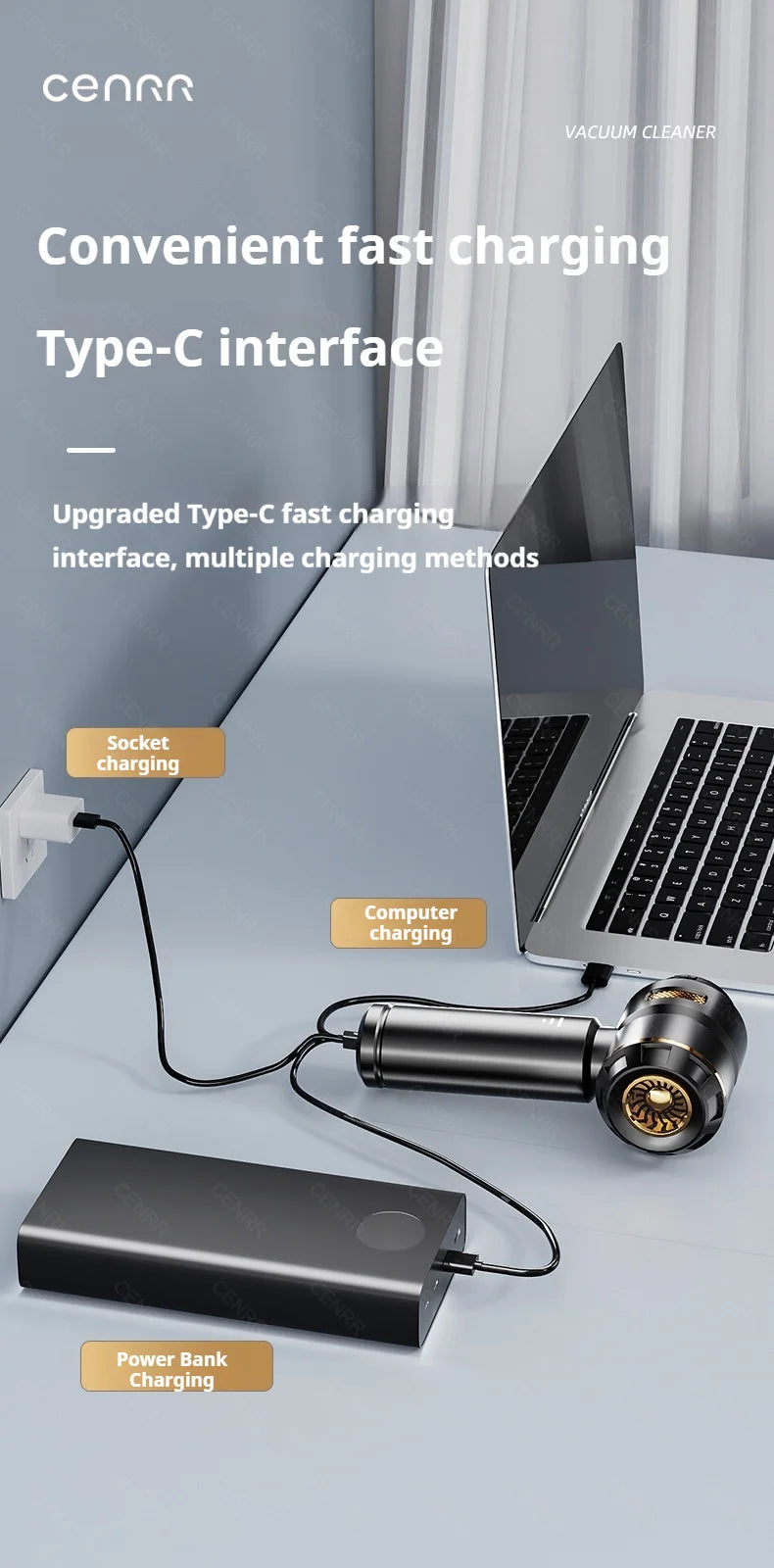Powerful Wireless Car Vacuum Cleaner – Portable High-Suction Handheld Cleaner