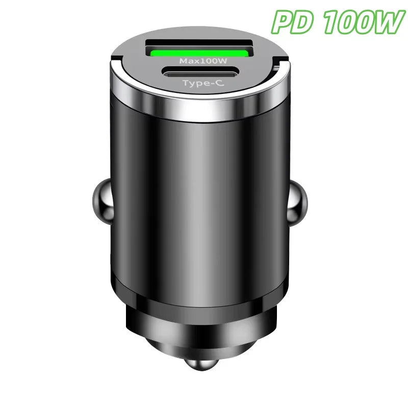 100W USB-C Fast Car Charger – Dual Port PD Charger for iPhone, Samsung & MacBook