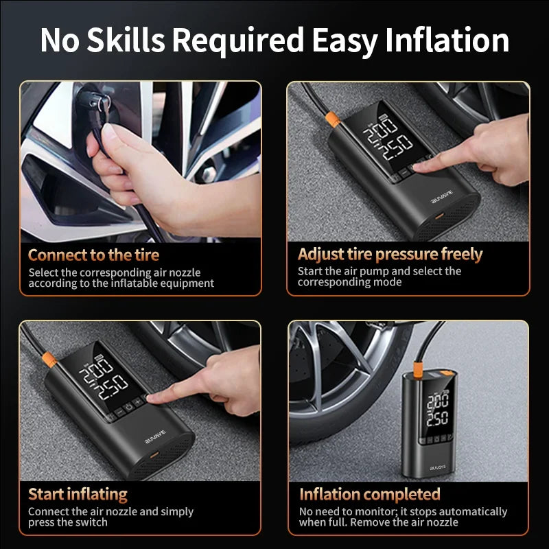 Portable Jump Starter with Air Compressor – 12V Car Battery Booster & Tire Inflator
