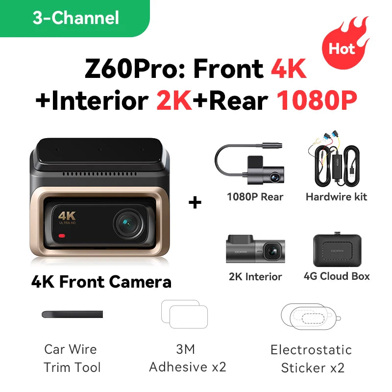 4K Smart Dash Cam with GPS & WiFi – Ultra HD Car Camera with Night Vision