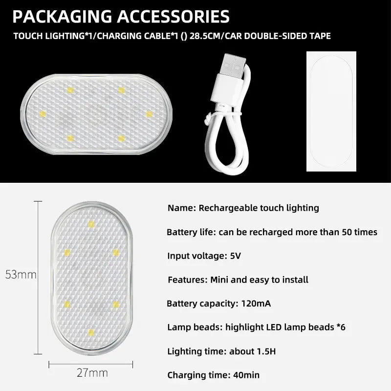 Wireless Magnetic Car Door LED Light – Rechargeable Touch Interior Lamp