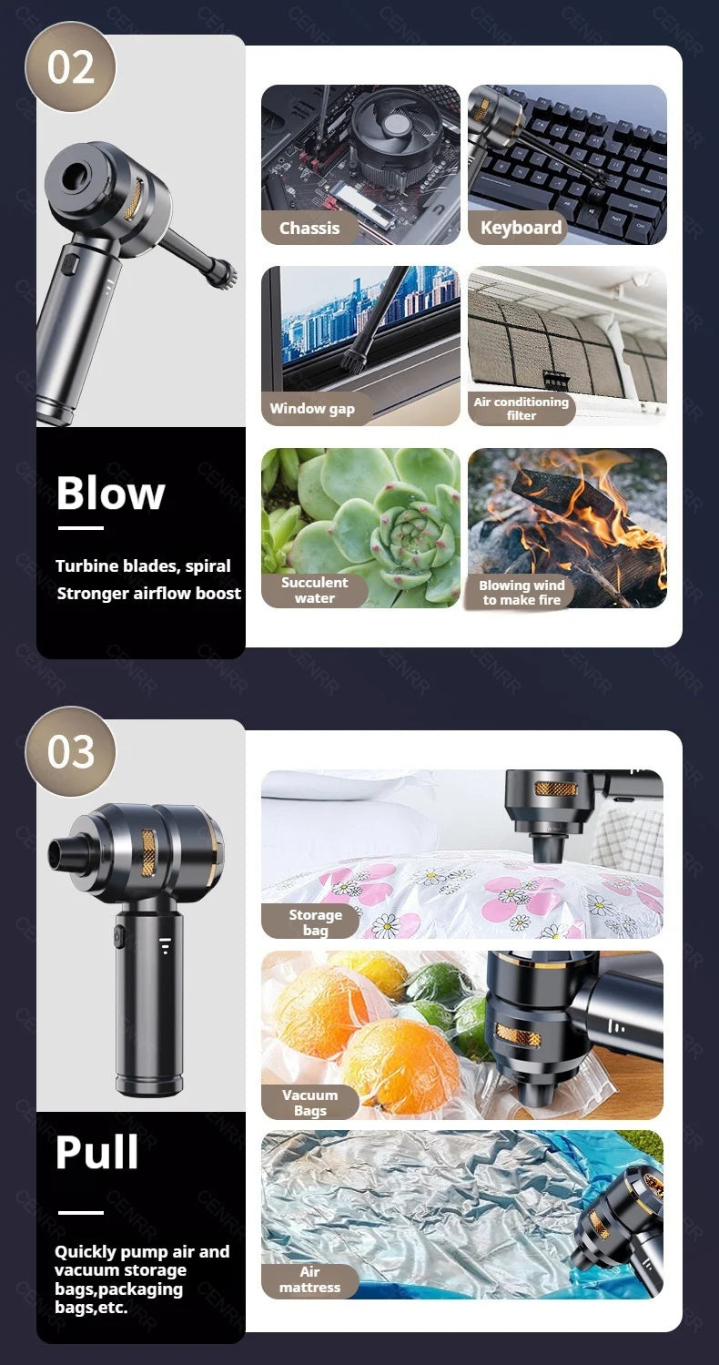 Powerful Wireless Car Vacuum Cleaner – Portable High-Suction Handheld Cleaner