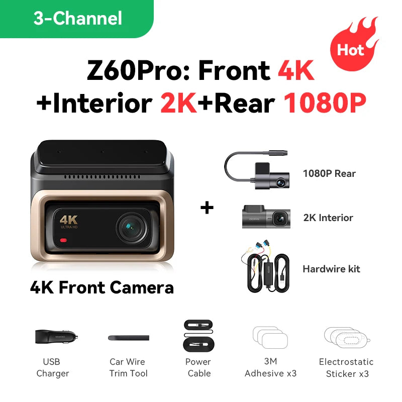 4K Smart Dash Cam with GPS & WiFi – Ultra HD Car Camera with Night Vision