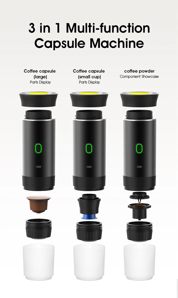 Portable Electric Espresso Machine – 3-in-1 Travel Coffee Maker